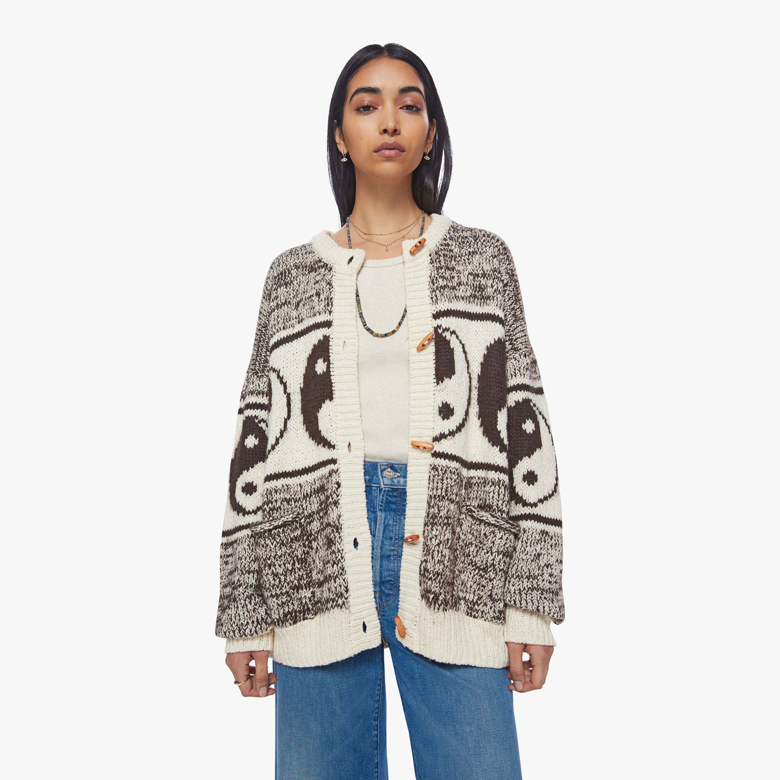 Shop Mother The Long Drop Cardigan The Good And The Bad Sweater In Brown - Size X-large
