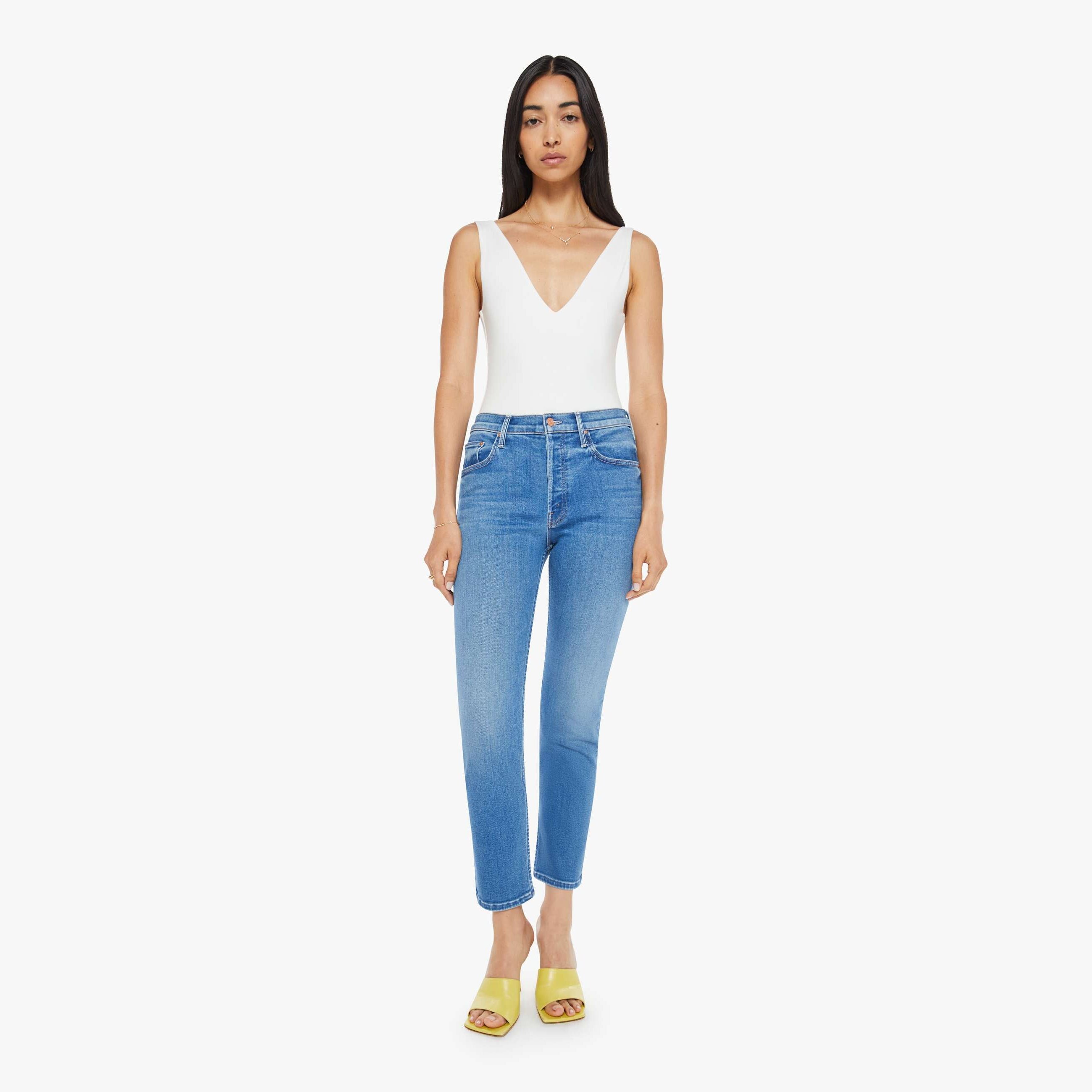 Mother The Tomcat Ankle Piece By Piece Jeans In Blue