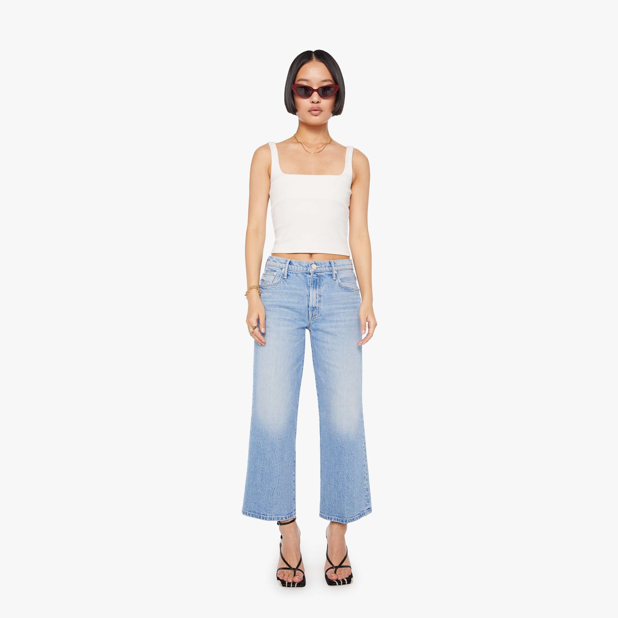 Mother Petites The Lil Mid Rise Maven Ankle Magic School Bus Jeans In Blue