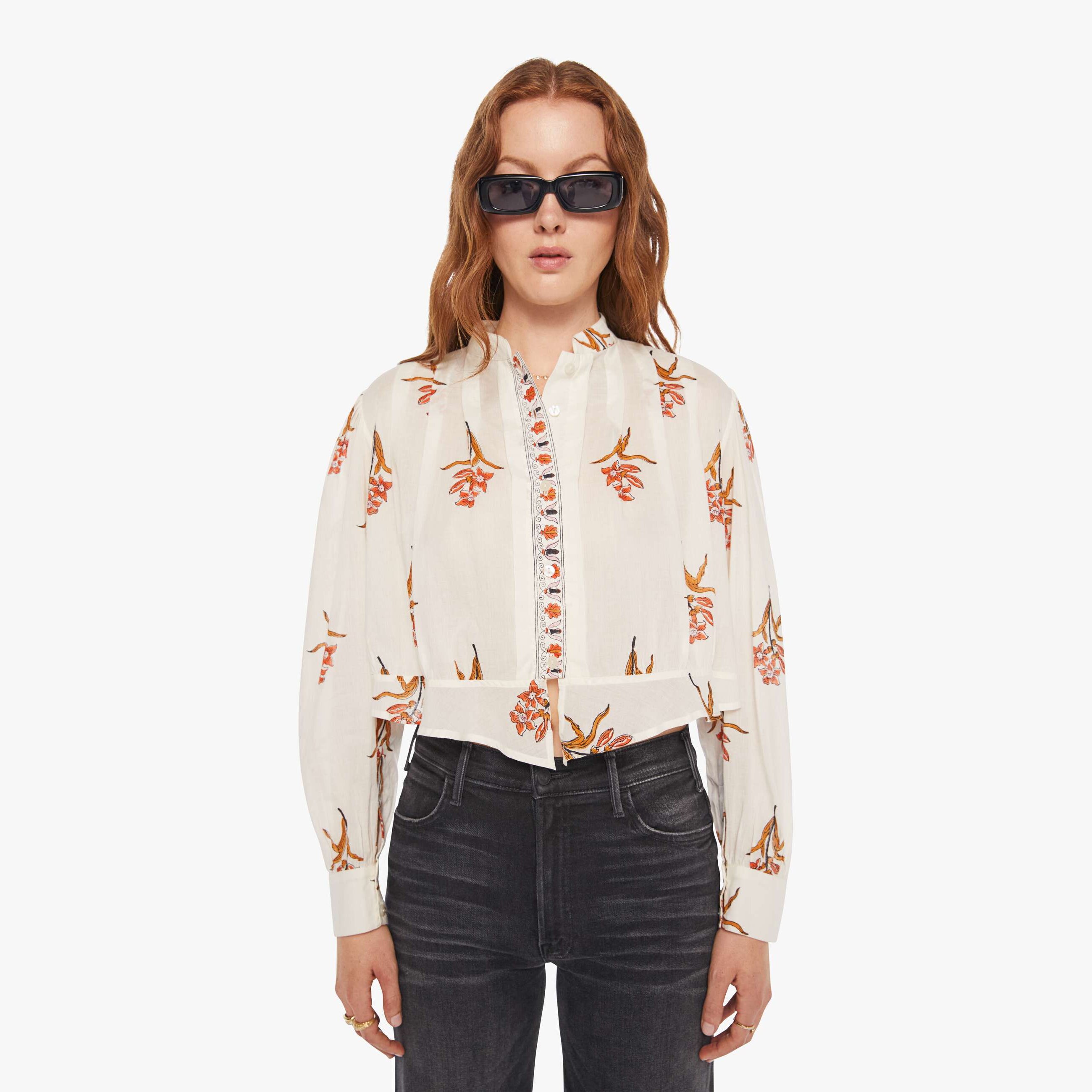 Alix Of Bohemia Ryland Shirt Persimmon Flower In White