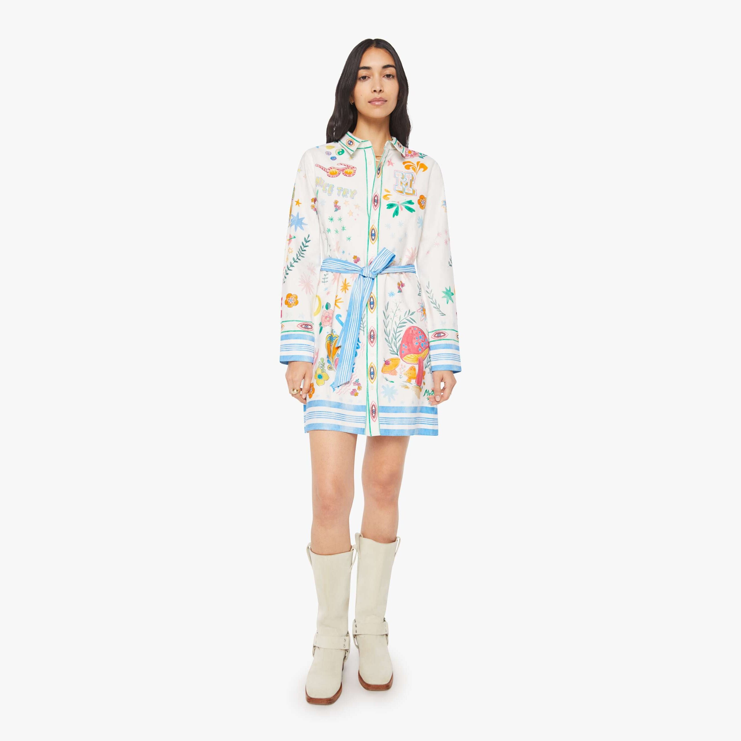 Mother The Frenchie Mini Dress Freak Out Skirt In Multi