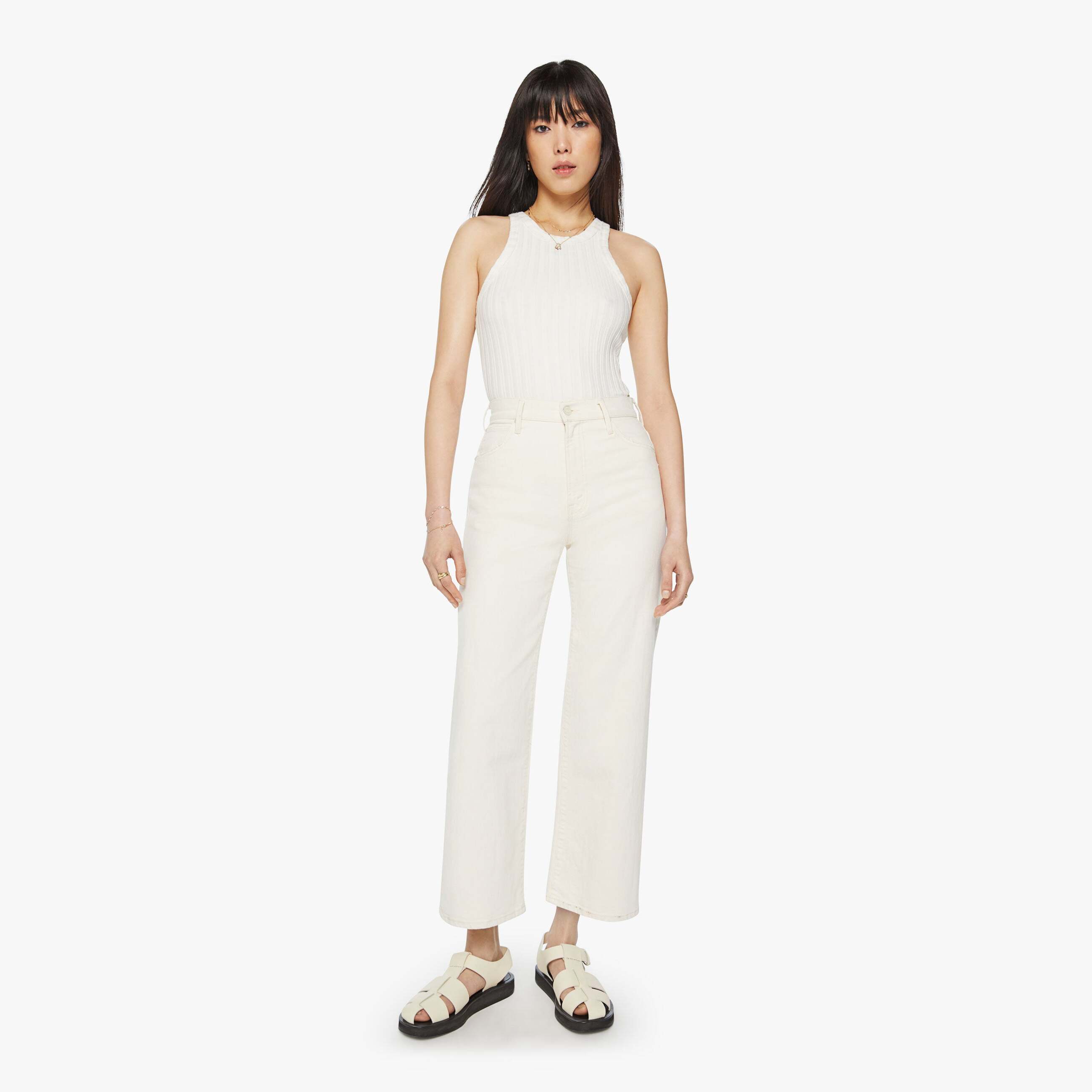 Shop Mother The Dodger Ankle Act Natural Jeans In White