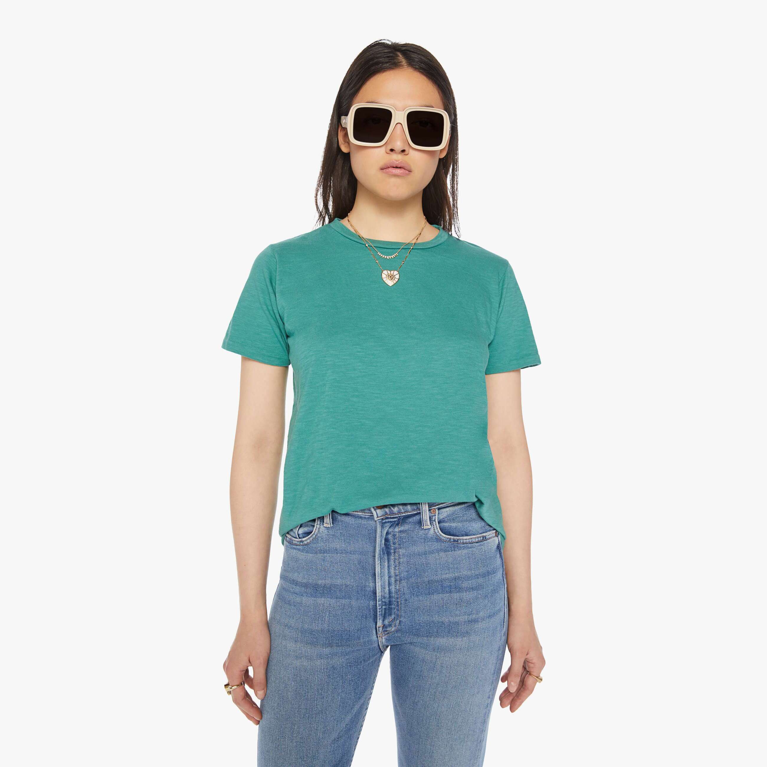Shop Velva Sheen Rolled Short Sleeve Regular Foggy T-shirt In Green