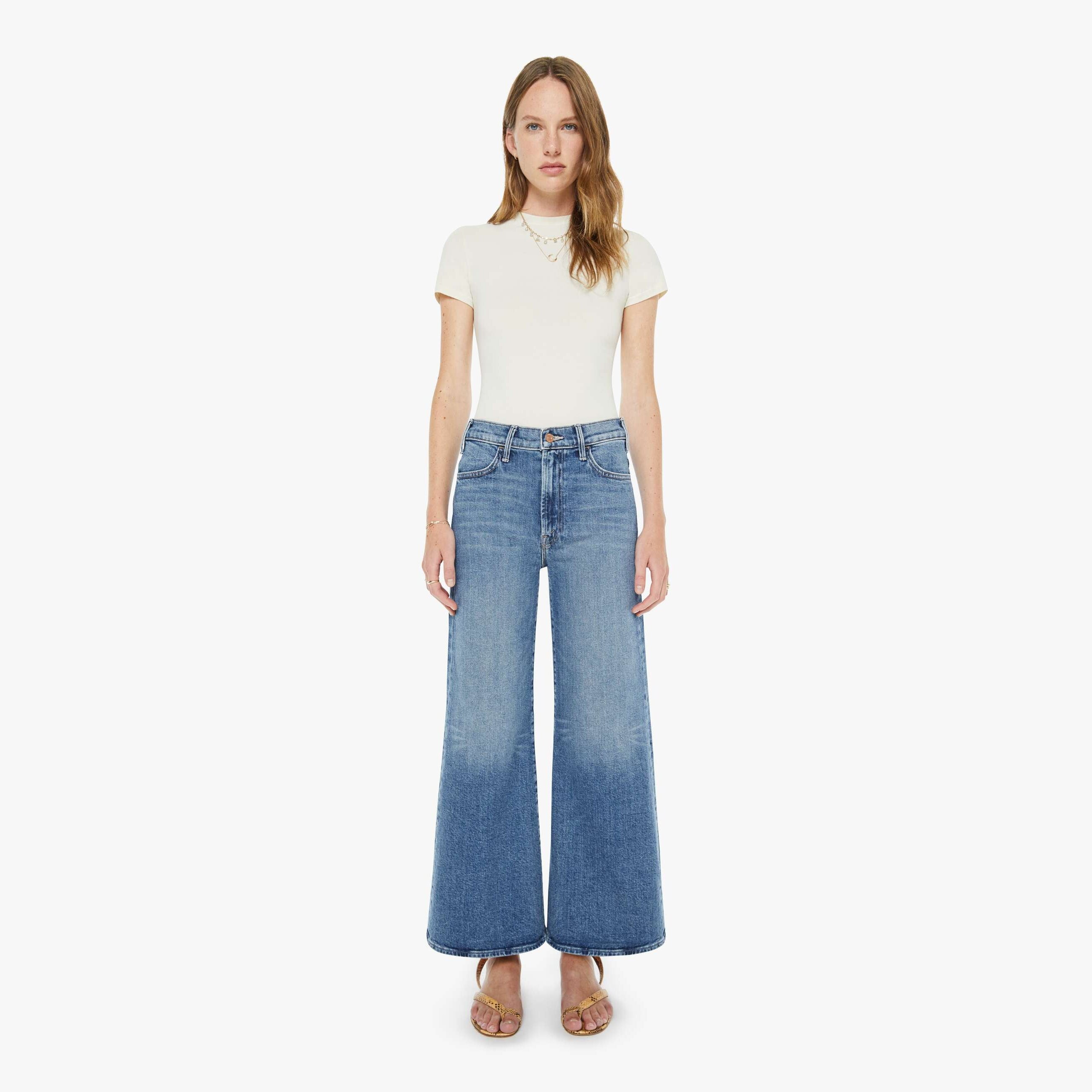 Mother The Hustler Roller Ankle Slip And Fall Jeans In Blue