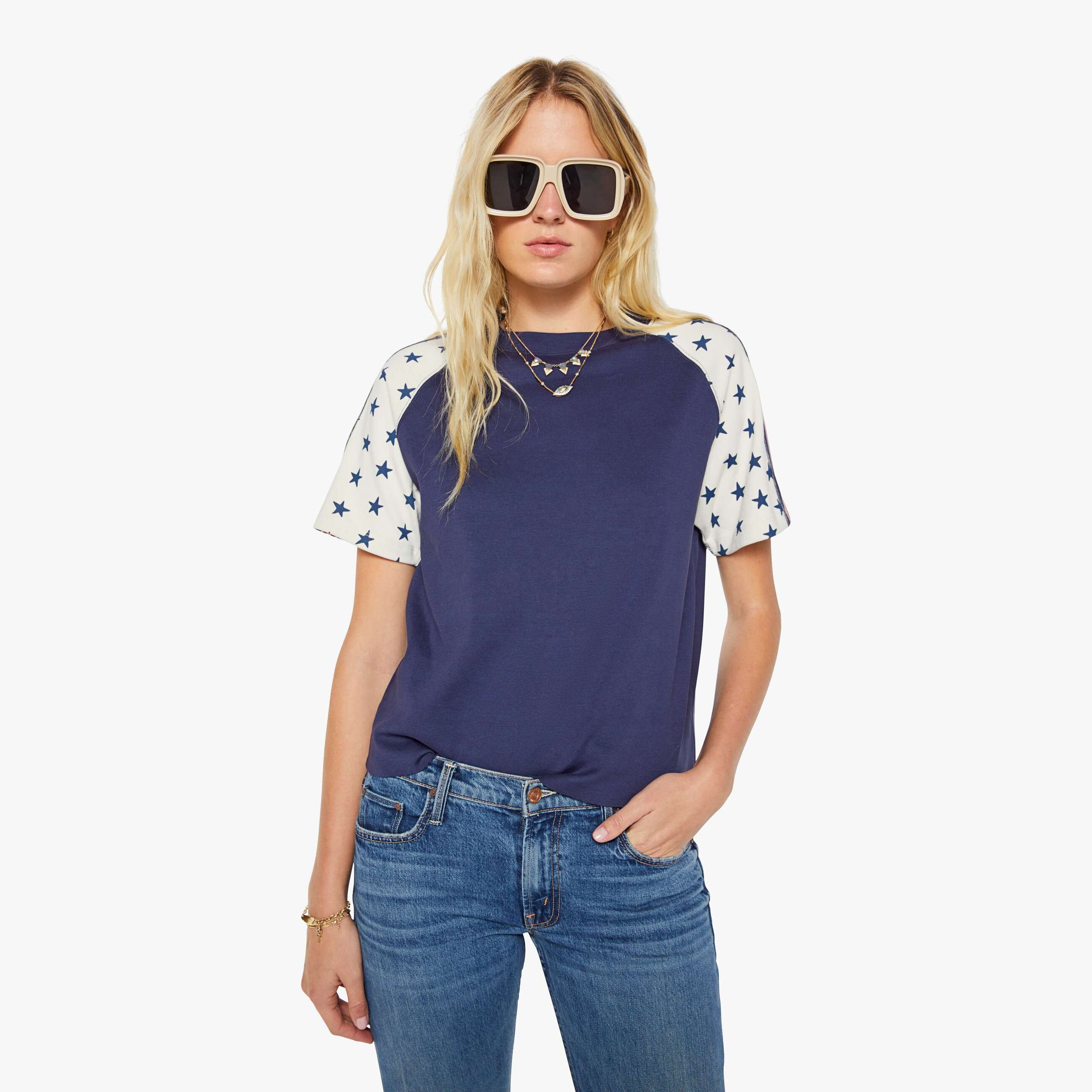 Mother The S/s Concert Race Patriot T-shirt In Blue