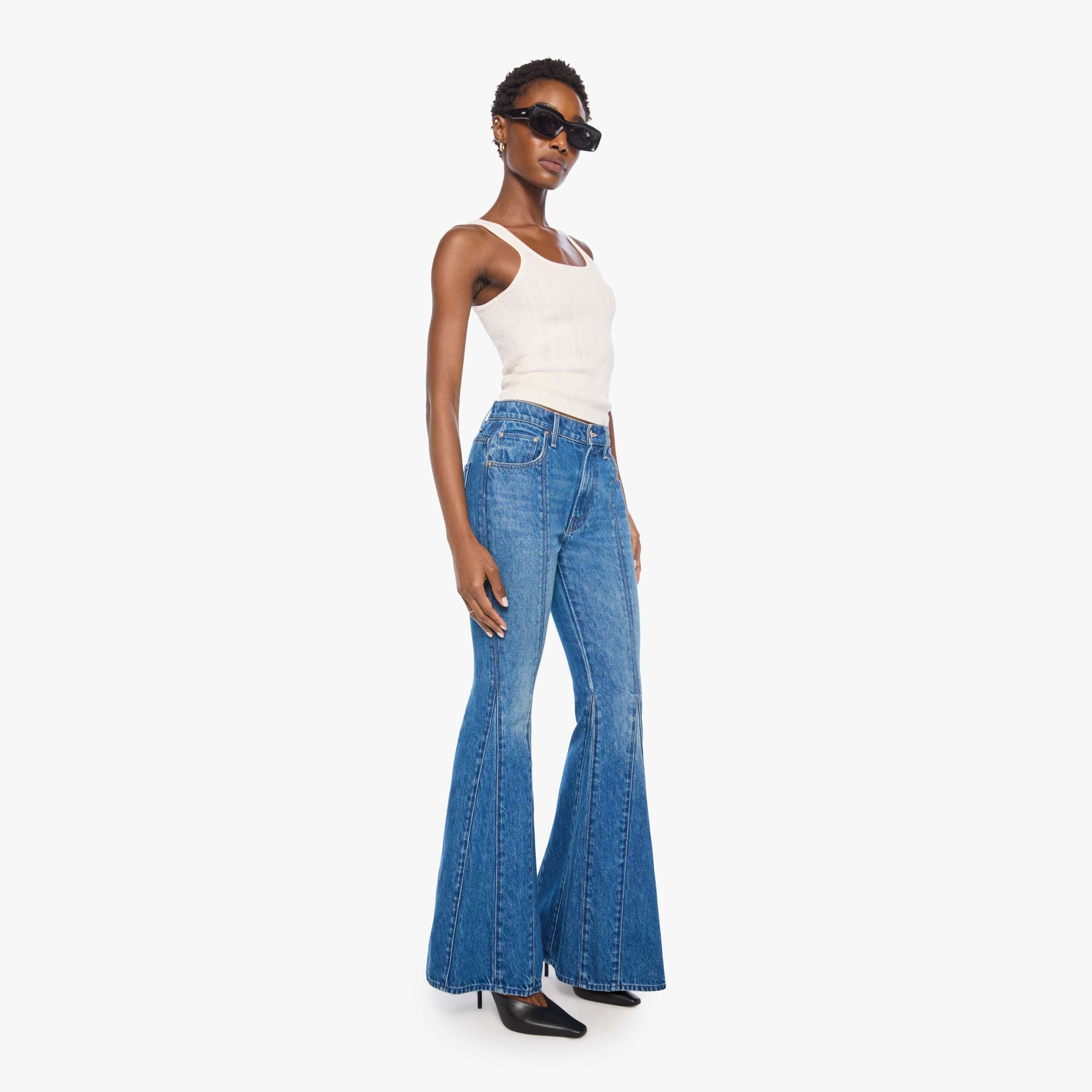 Mother Snacks! The Seamed Dollop Heel On Tap Jeans In Blue