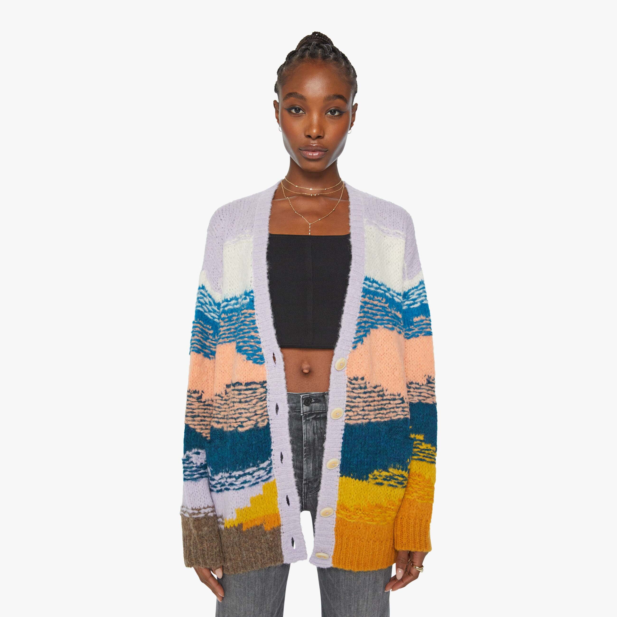 Mother The Long Drop Cardigan Mountain High Jumper In Yellow