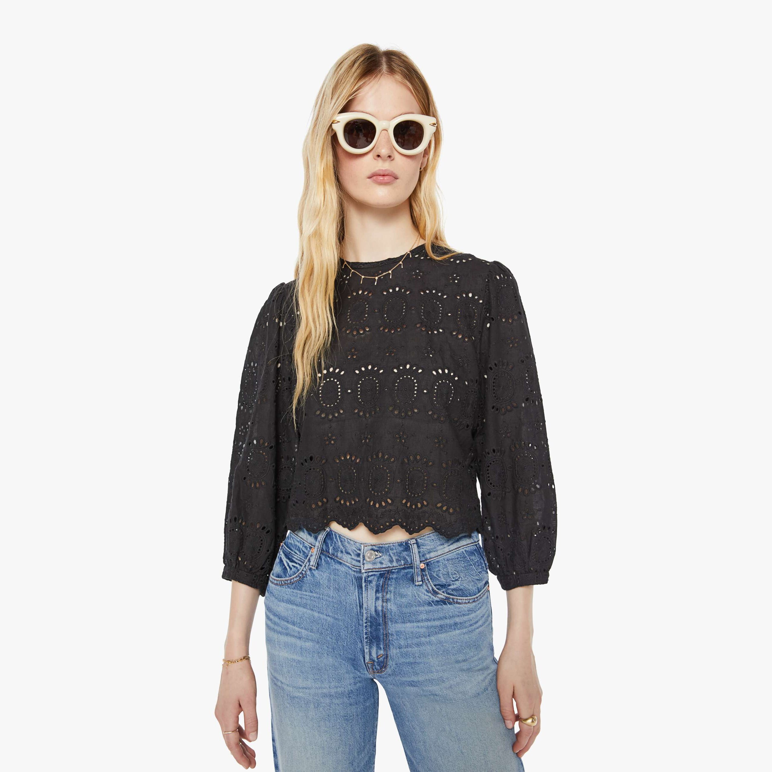 Natalie Martin Lisa Top Medallion Embroidery Sweater In Black