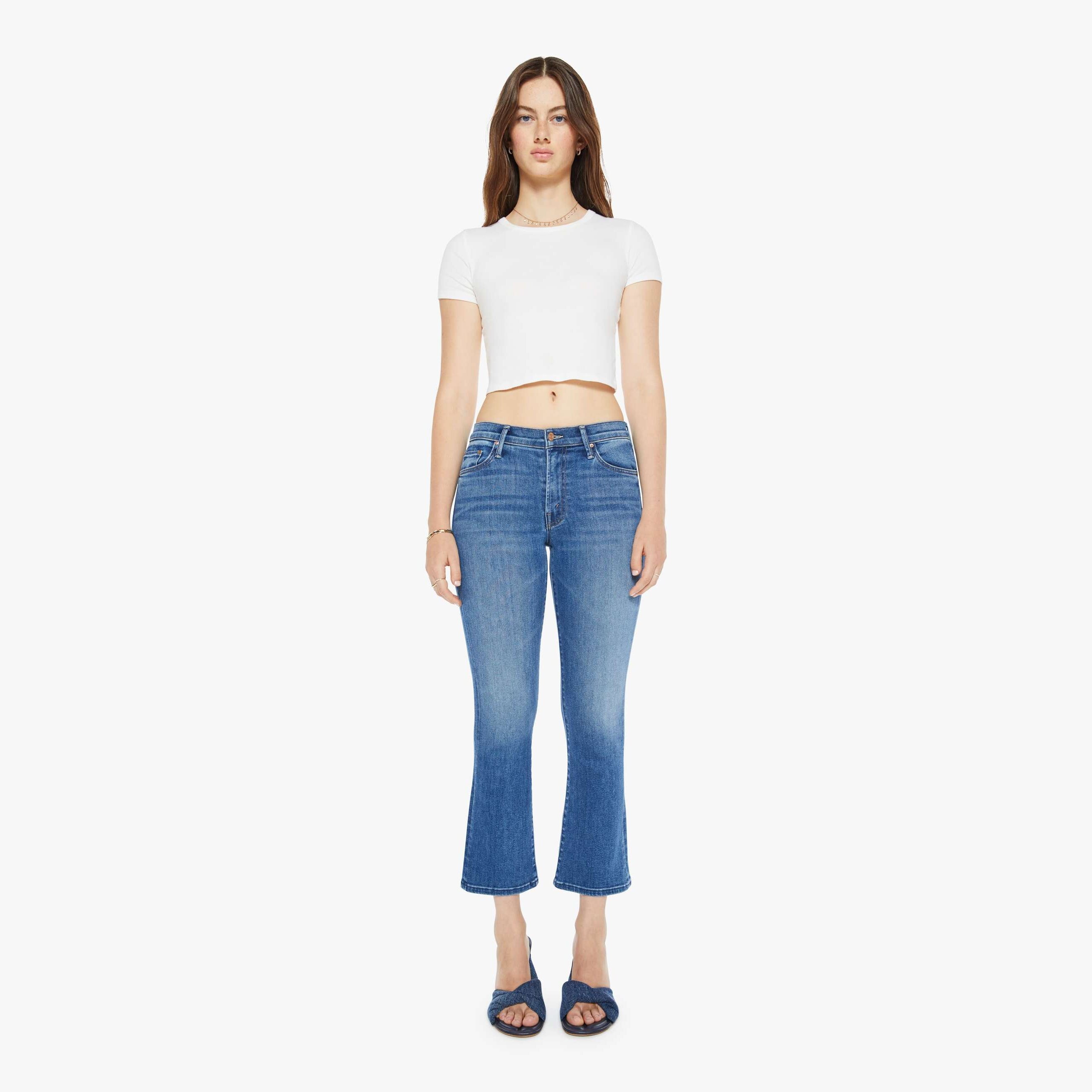 Mother The Outsider Ankle Connect The Dots Jeans In Blue