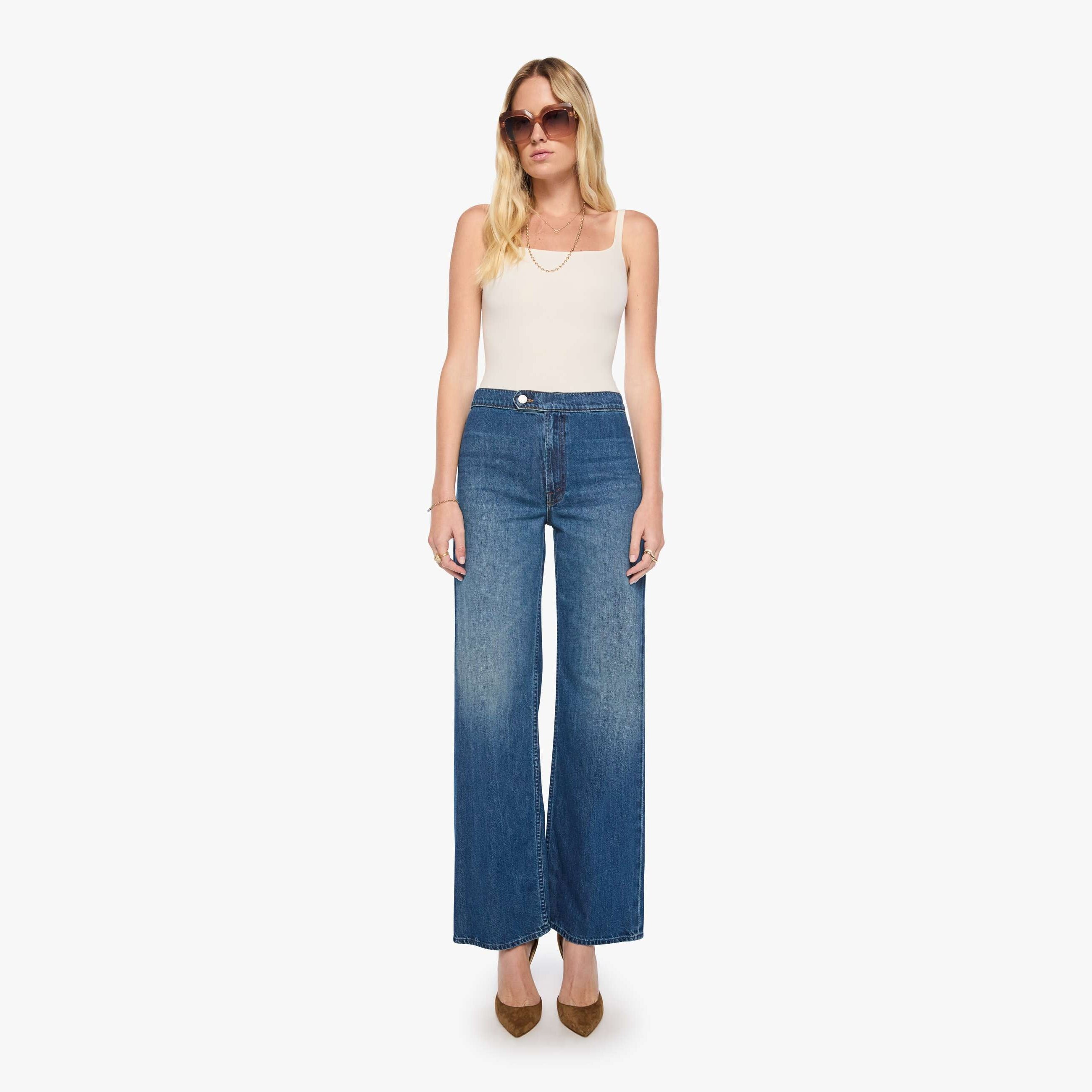 Mother The Tab Rerun Zip Sneak Bad Date Jeans In Blue