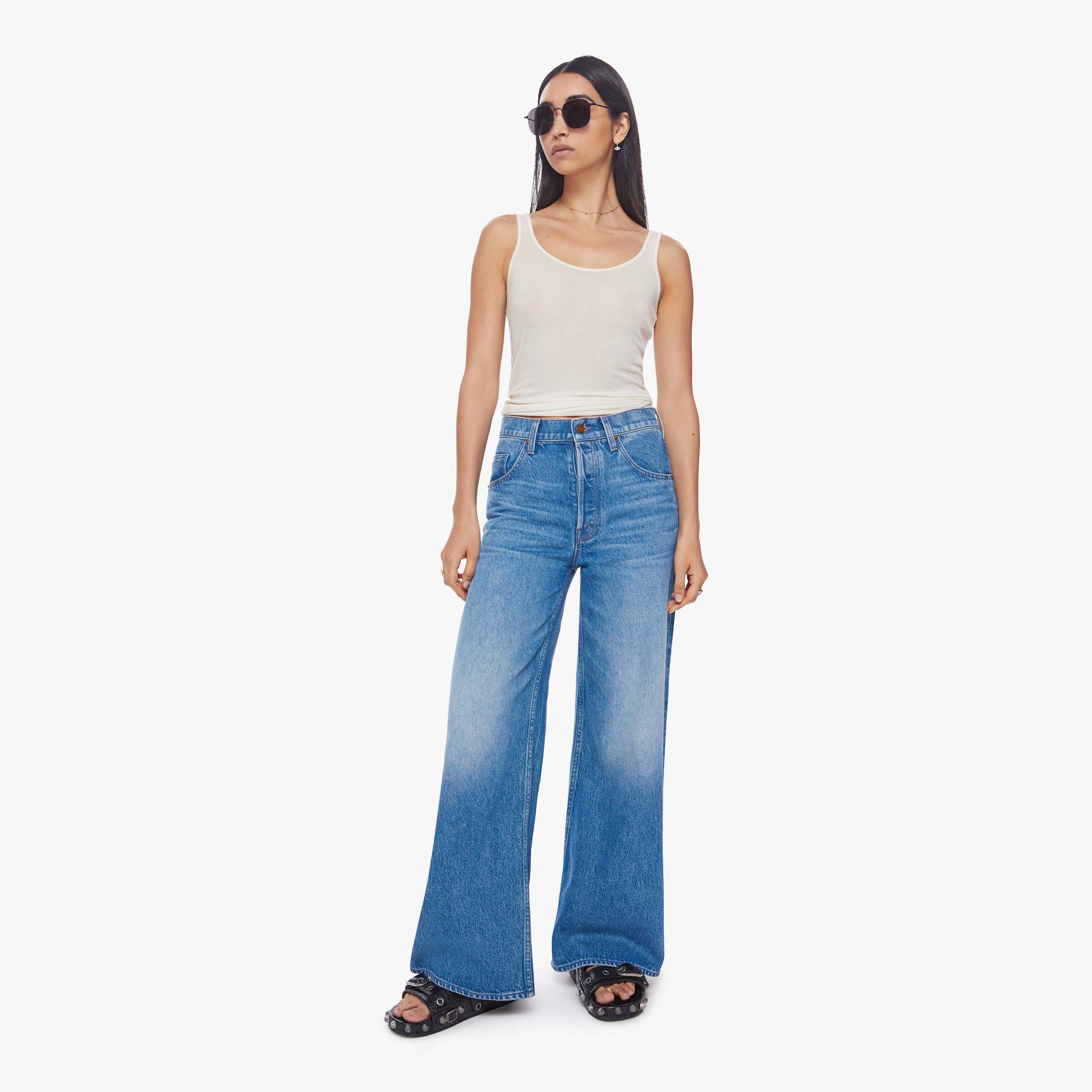 Mother Snacks! The Mid Rise Double Dip Nerdy Dine N' Dash Jeans In Blue - Size 33