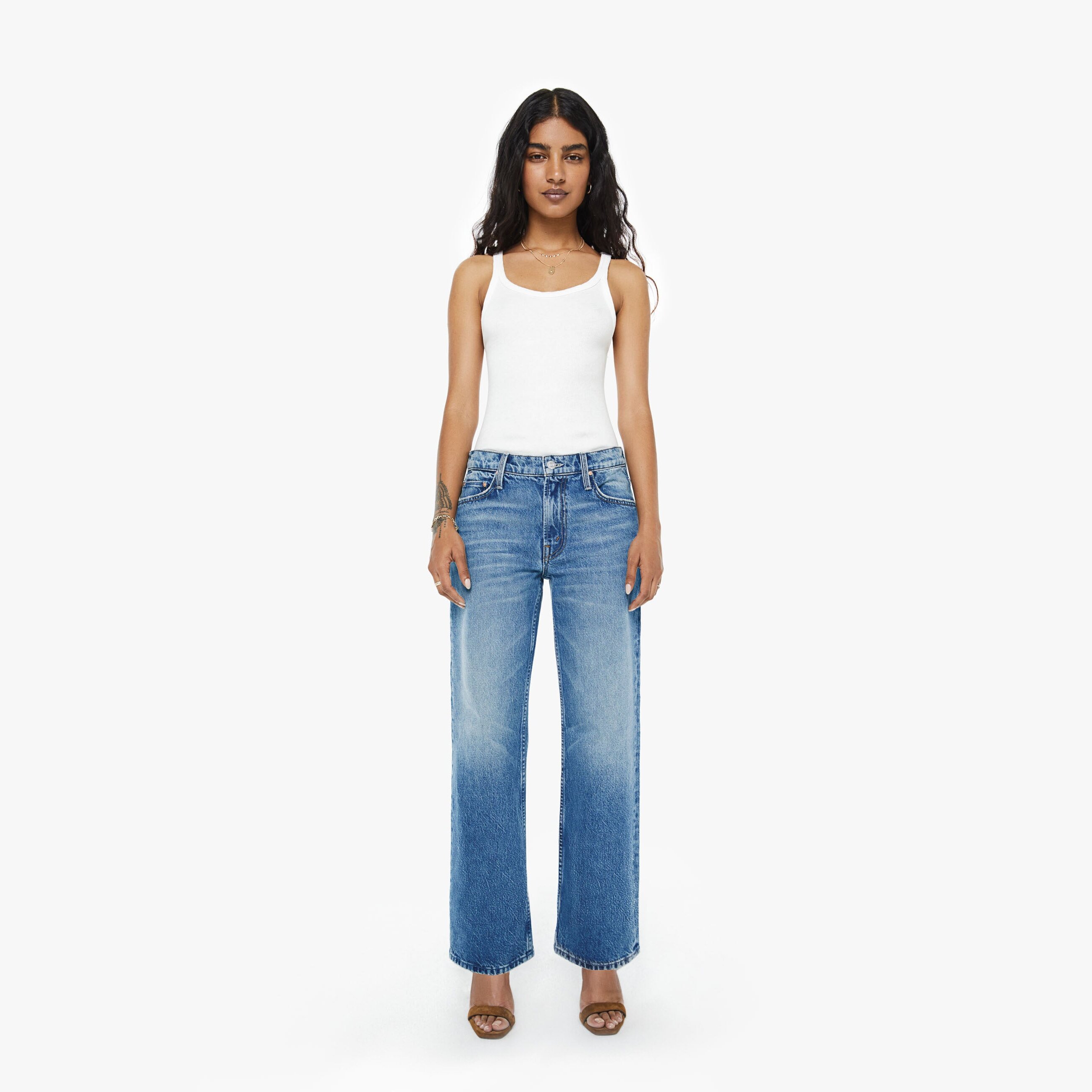 Mother Petites The Lil Reifler Early Jeans In Blue