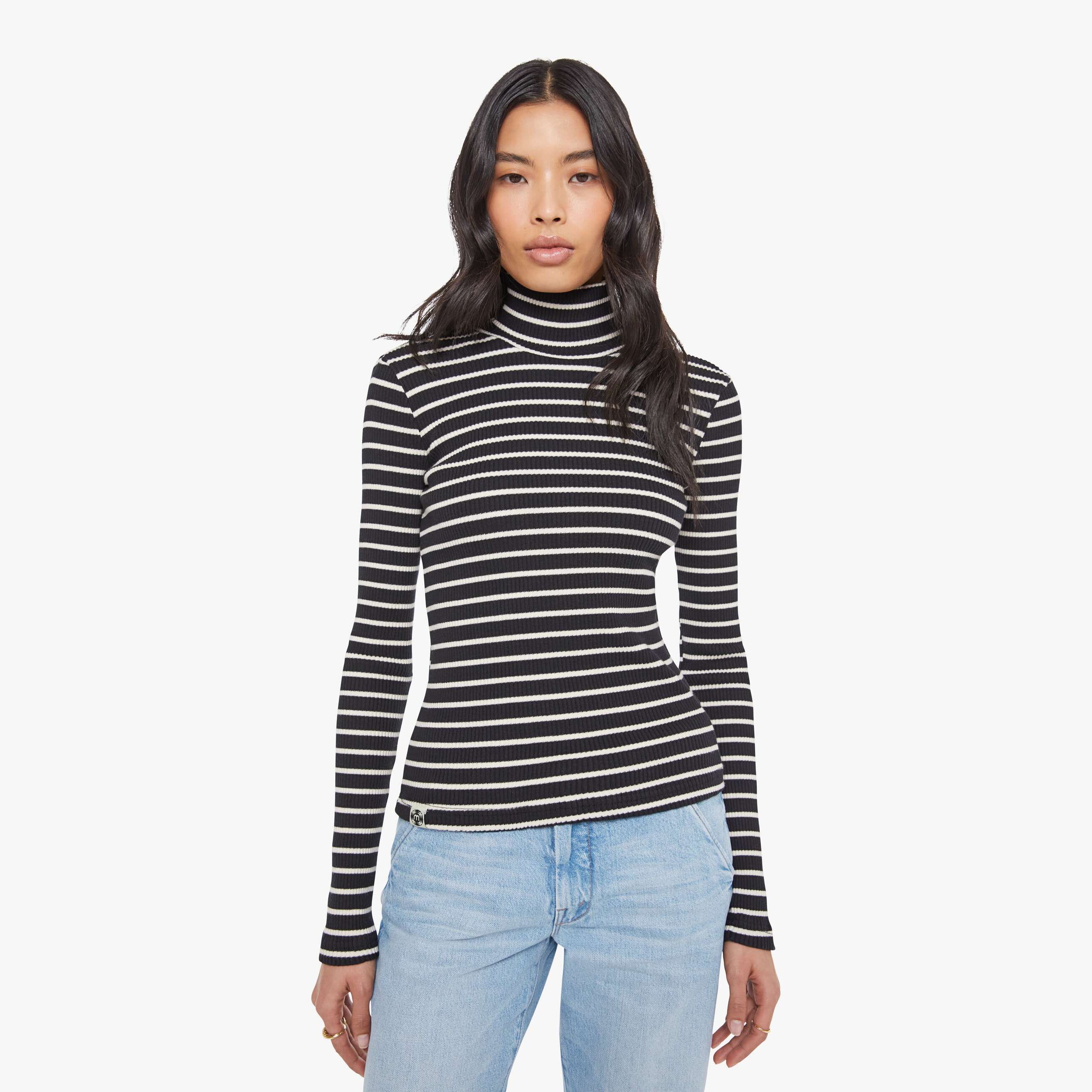 Mother The Long Sleeve Hickey And White Stripe Shirt In Multi