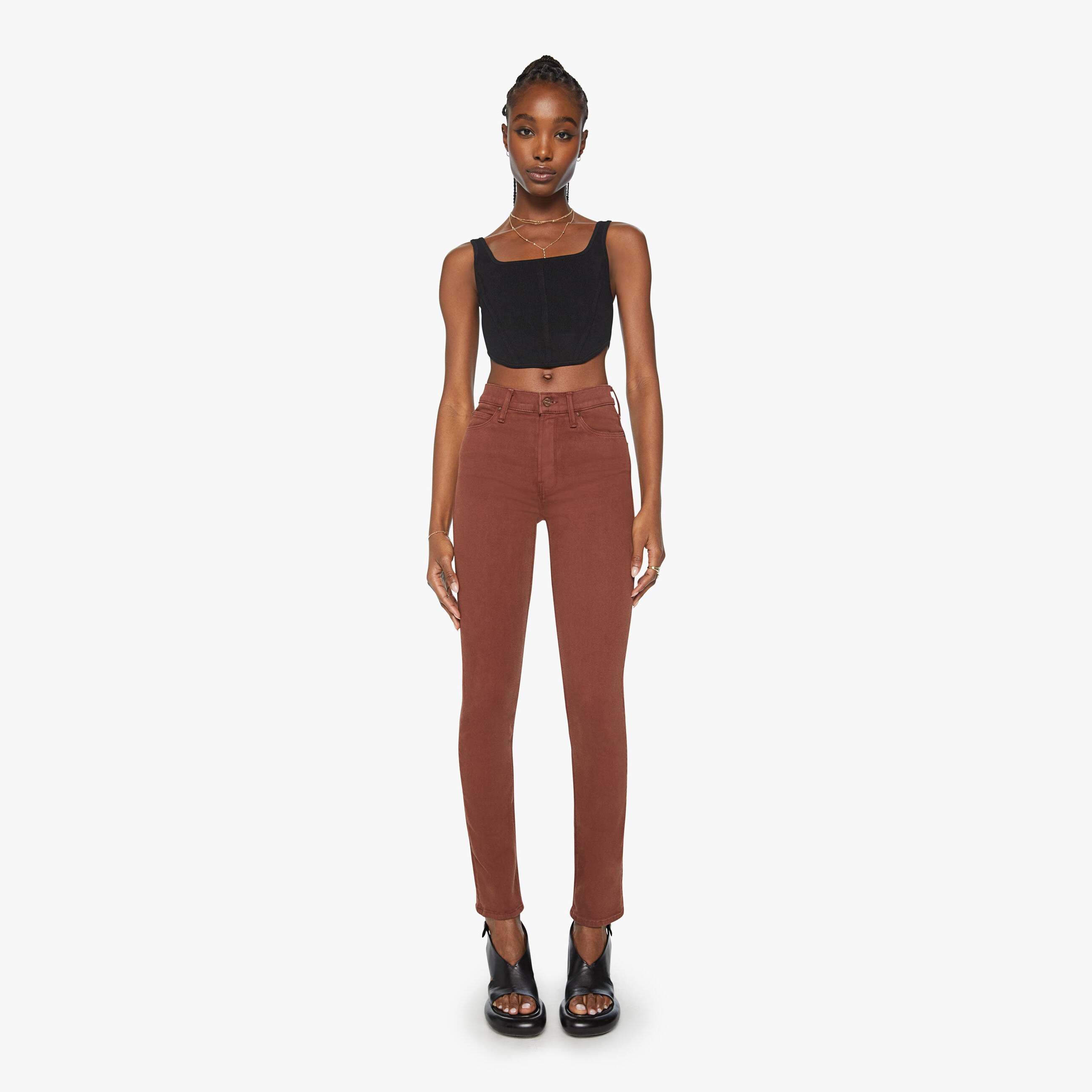 Mother The Mid Rise Dazzler Skimp Fudgesickle Jeans In Brown