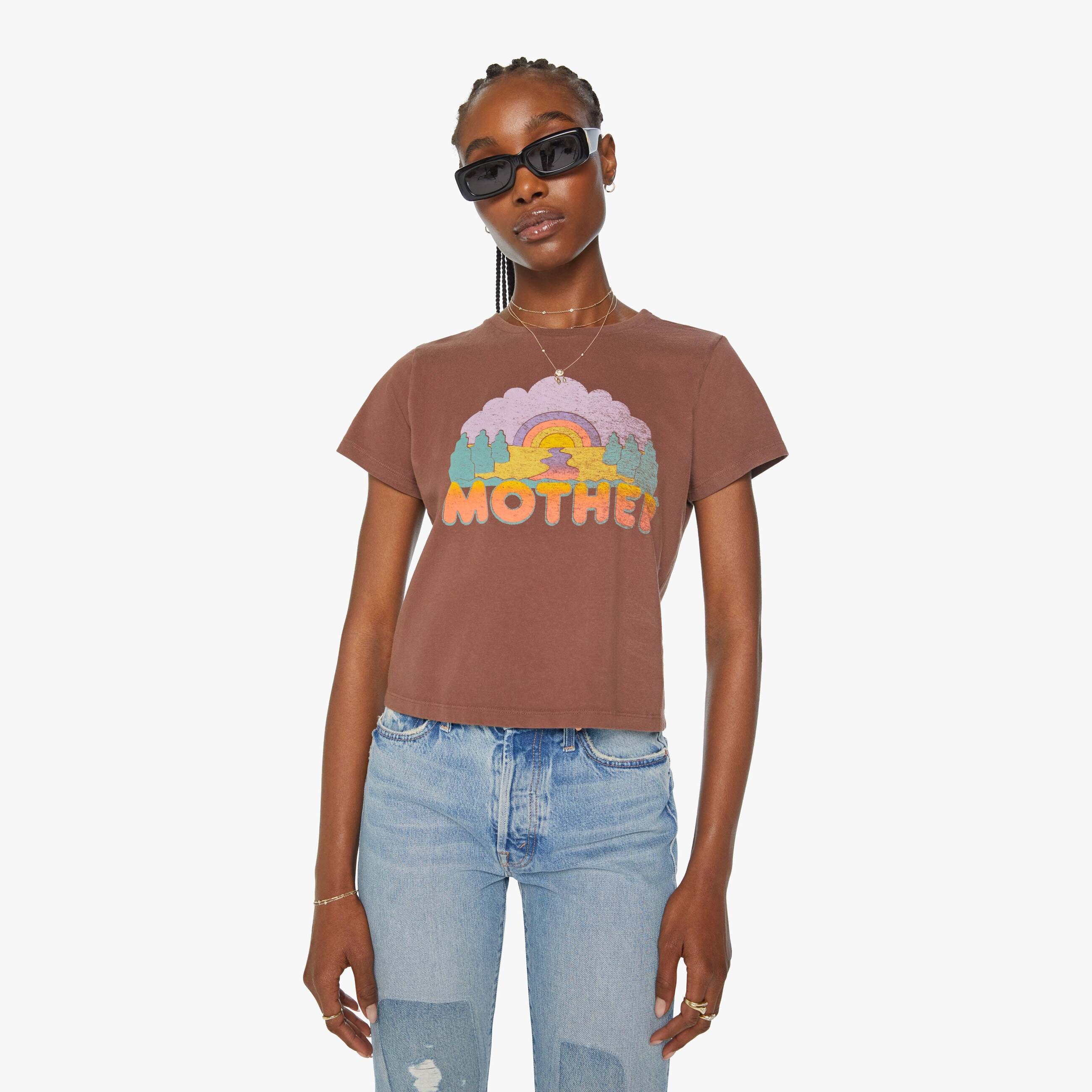 Mother The Boxy Goodie Goodie Sunset T-shirt In Red
