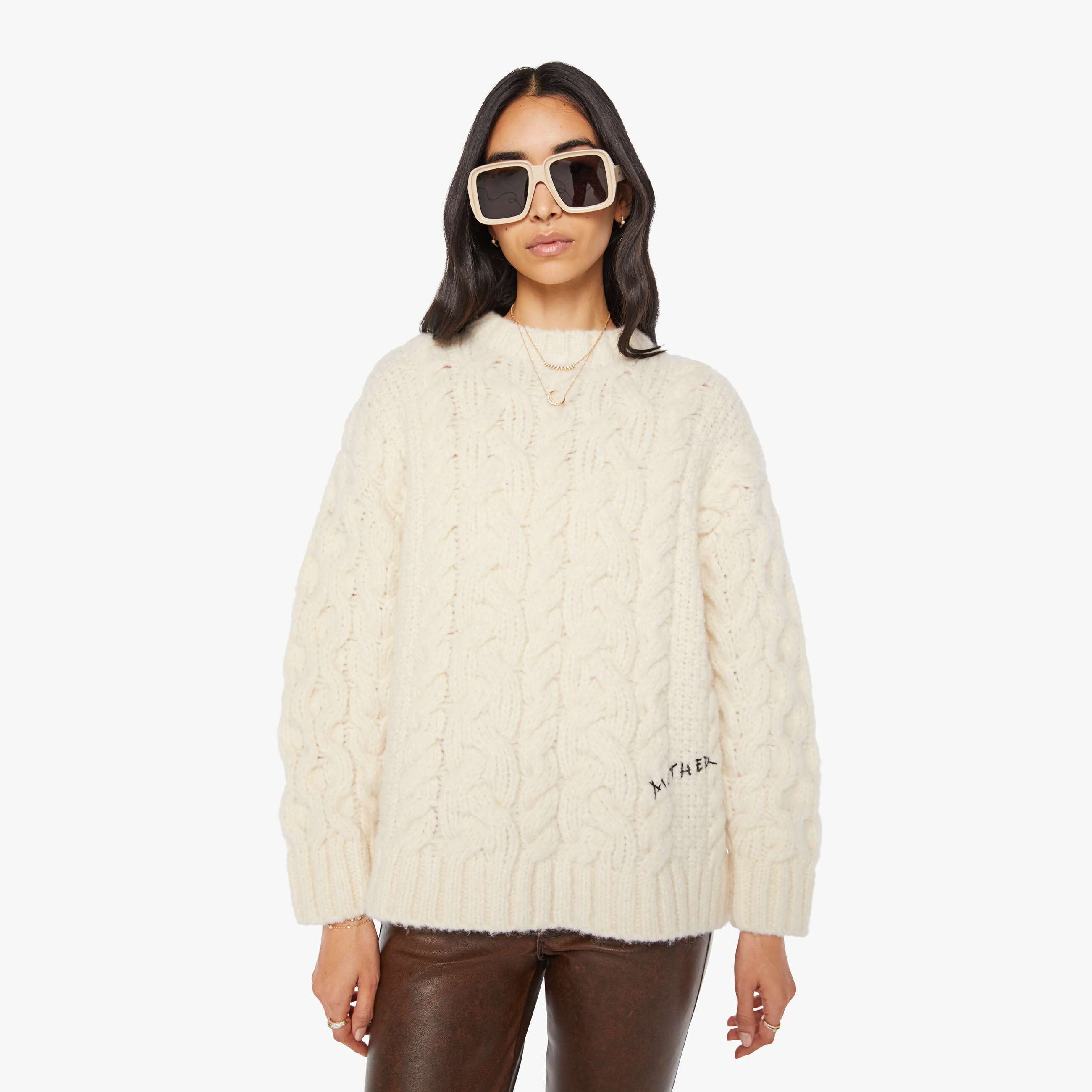 Mother The Chunky Jumper Drinking By Fire Shirt In White