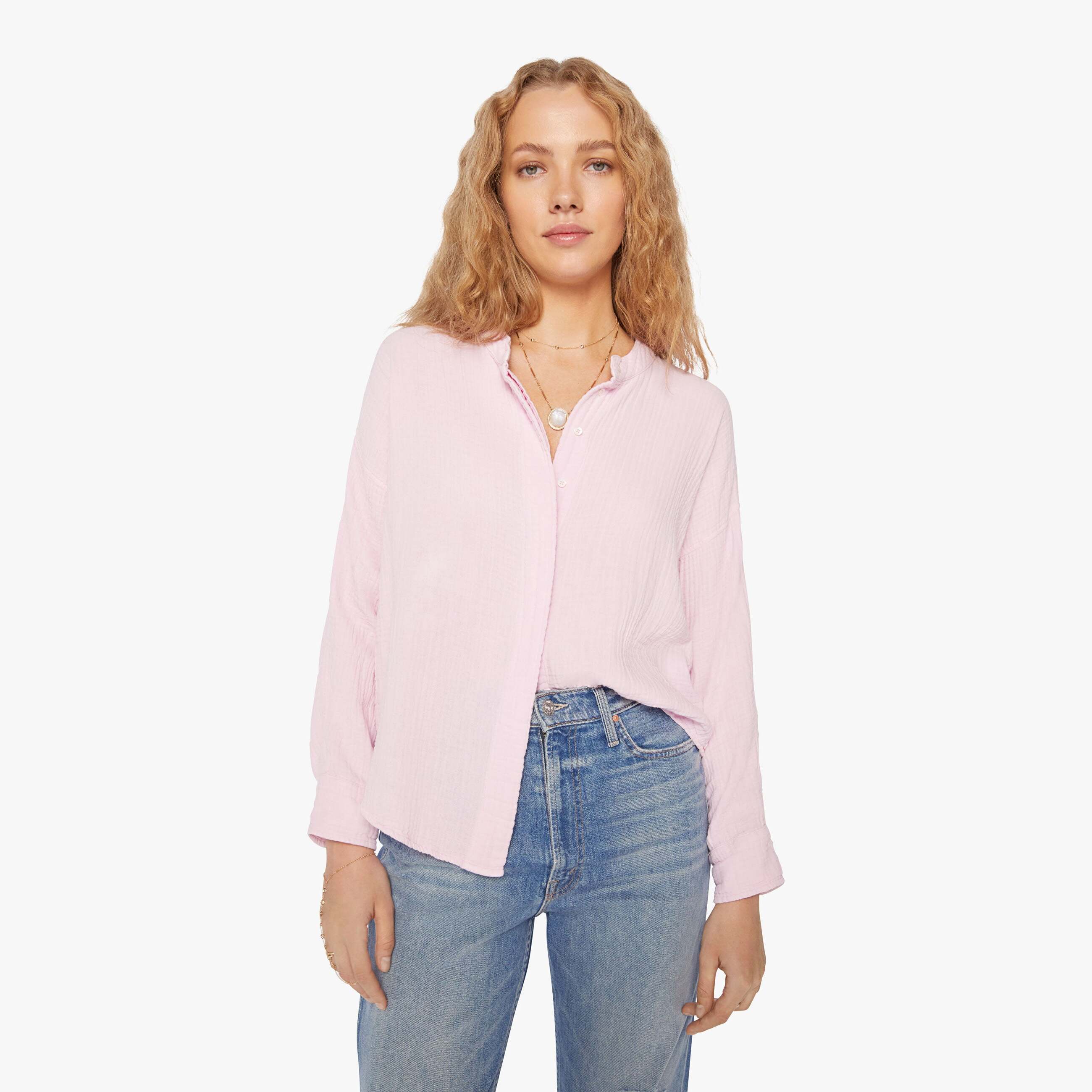 Shop Xirena Presley Shirt Thistle In Baby Pink