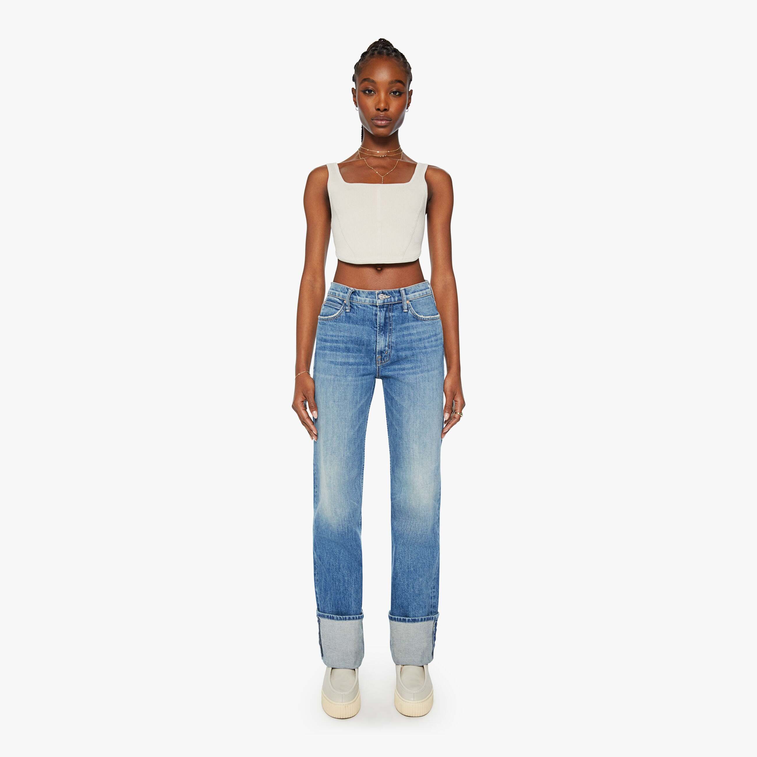 Shop Mother The Duster Skimp Cuff Horsin' Around Jeans In Blue