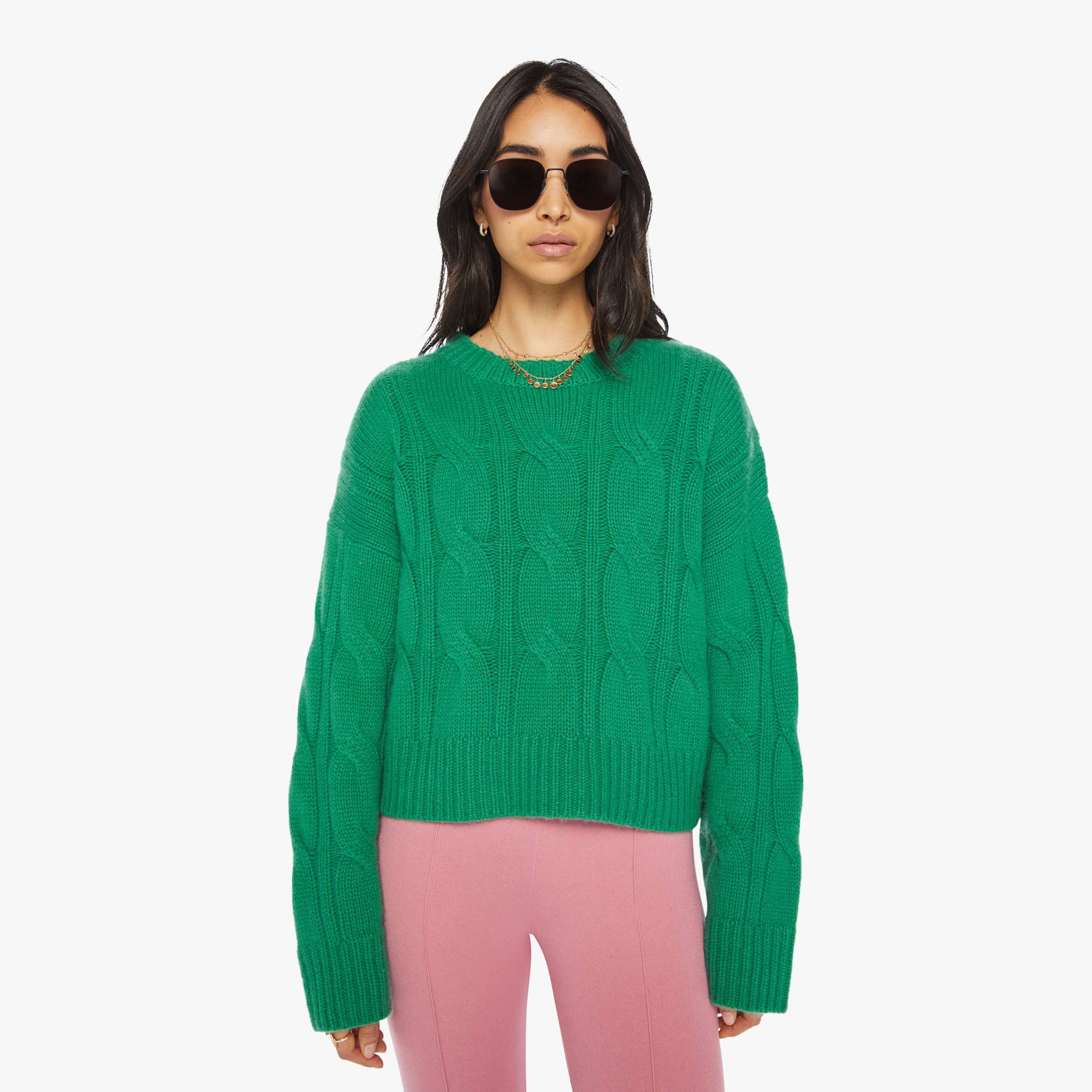Shop Sablyn Tristan Cable Knit Sweater Neptune In Green - Size Medium