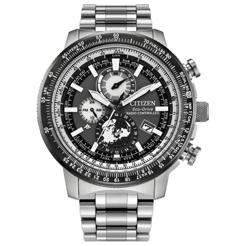 Citizen Eco-Drive Men's Chronograph Promaster Geo Trekker Gray-Tone Stainless Steel Bracelet Watch 46mm - Silver-tone