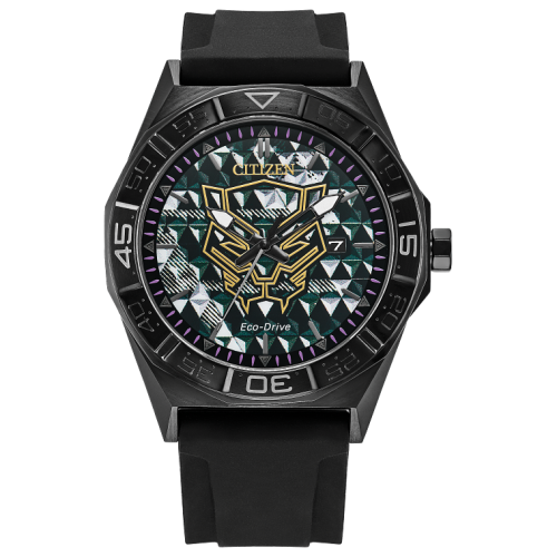 Citizen Men's Marvel Black Panther Black Silicone Strap Watch 42mm - Black