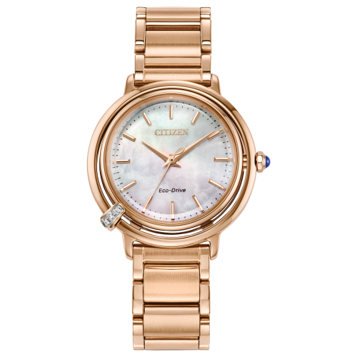 Citizen Eco-Drive Women's L Arcly Diamond Accent Rose Gold-Tone Stainless Steel Bracelet Watch 31mm