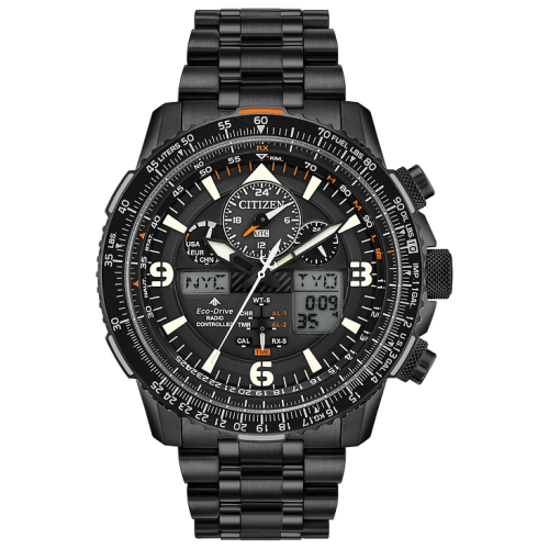 Citizen Eco-Drive Men's Analog-Digital Promaster Skyhawk A-t Black Stainless Steel Bracelet Watch 46mm