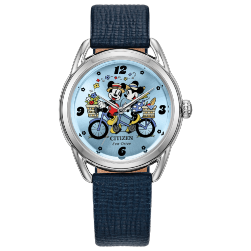 Citizen Women's Mickey and Minnie in Tandem Blue Leather Strap Watch 36mm - Navy