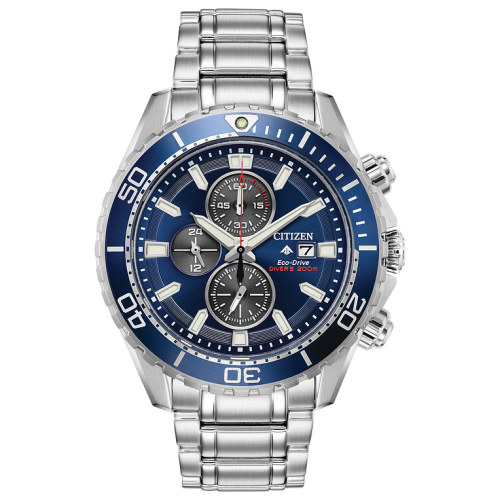Citizen Eco-Drive Men's Chronograph Promaster Diver Stainless Steel Bracelet Watch 46mm - Silver