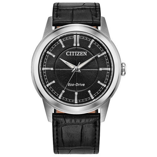 Citizen Rolan Mens Black Leather Strap Watch Aw2110-06e, One Size, Black