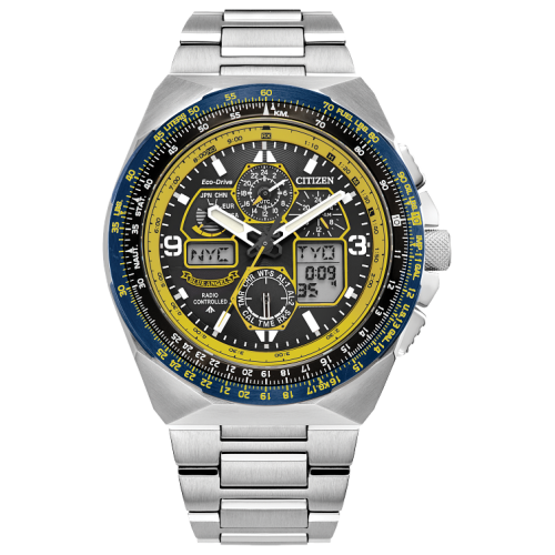 Citizen Eco-Drive Men's Chronograph Promaster Skyhawk A-t Blue Angels Stainless Steel Bracelet Watch 46mm