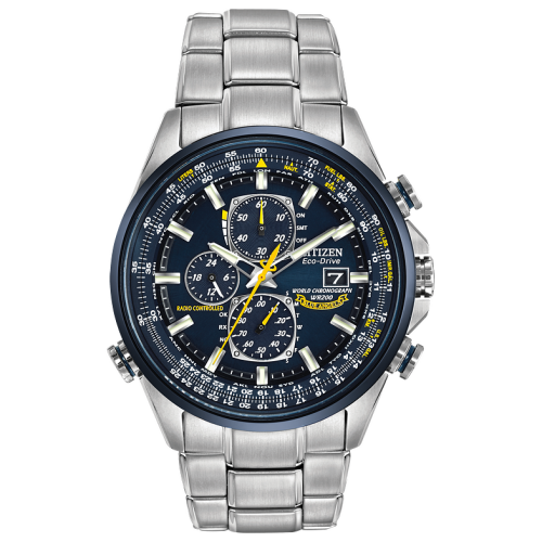 Citizen World Chronograph A-T Mens Chronograph Multi-Function Atomic Time Silver Tone Stainless Steel Bracelet Watch At8020-54l, One Size